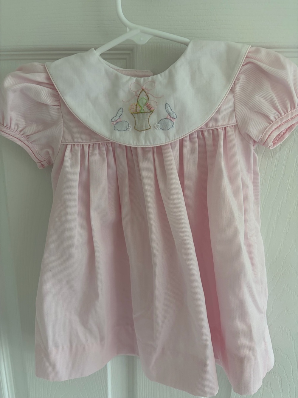 Petit Ami Light Pink Baby Outfit with White Trim